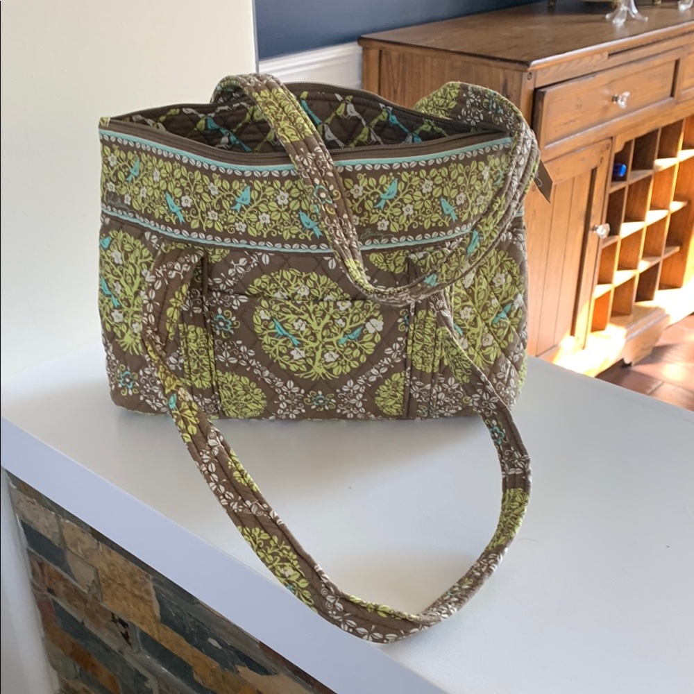 Vera Bradley Brown and Green Patterned Tote Bag